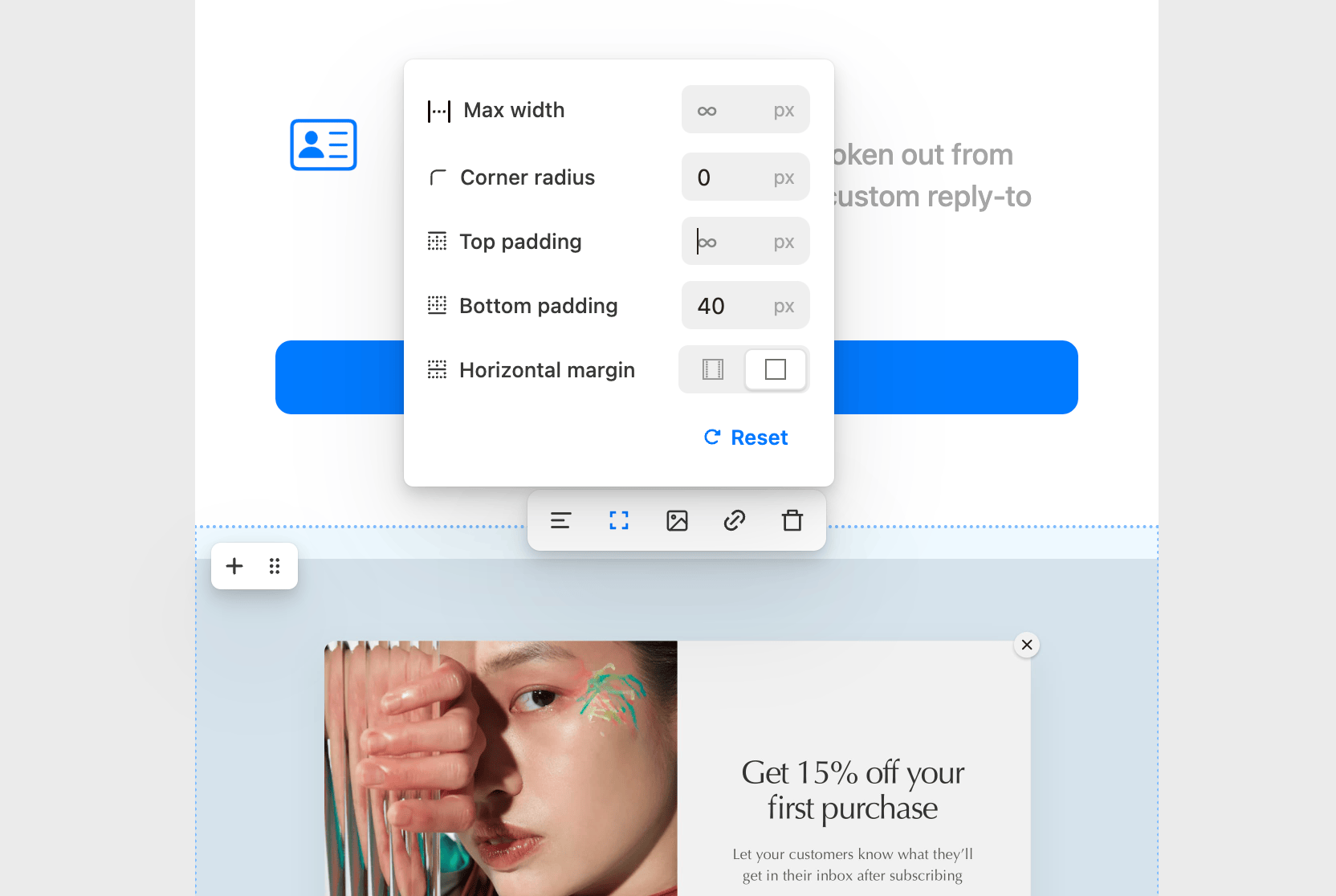 Audienceful block editor with design overrides