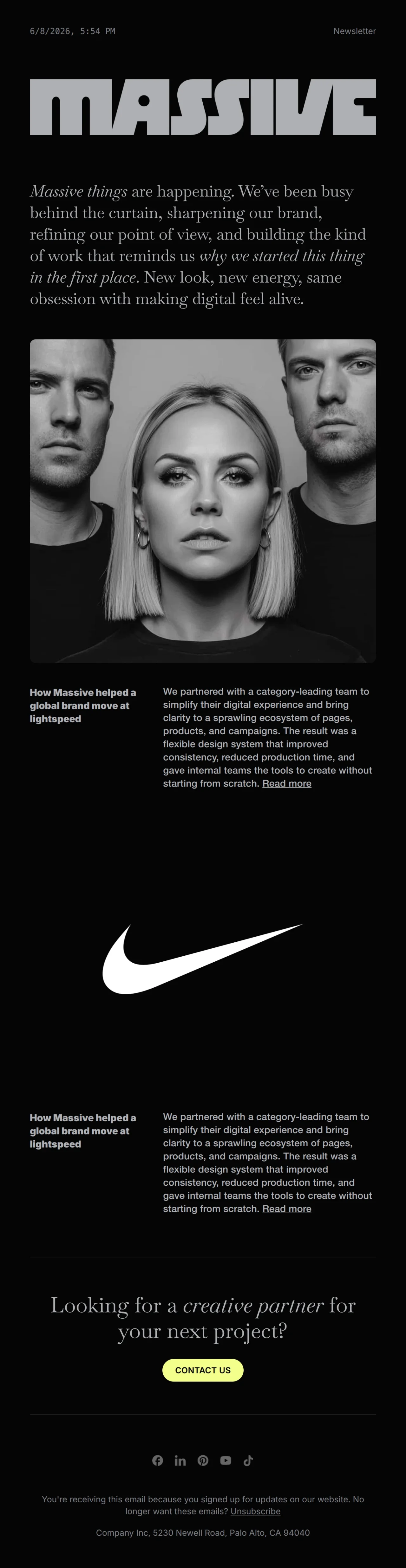 Agency case study newsletter for Massive