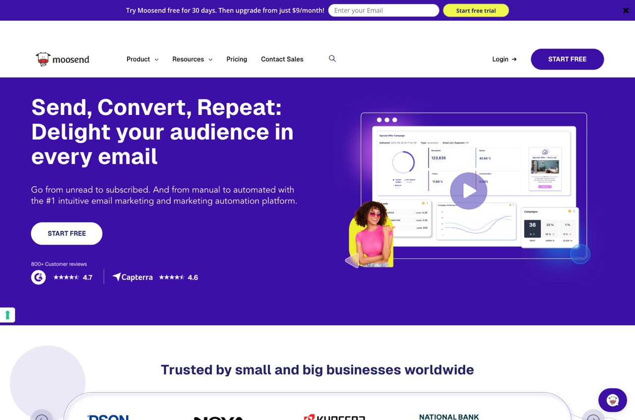 Moosend interface